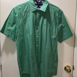 Tommy Hilfiger Green Short Sleeved Dress Shirt